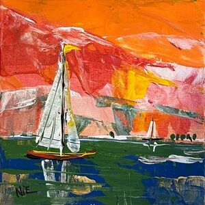 8x8 inches, New Journey” original canvas painting by Daniel Nie.